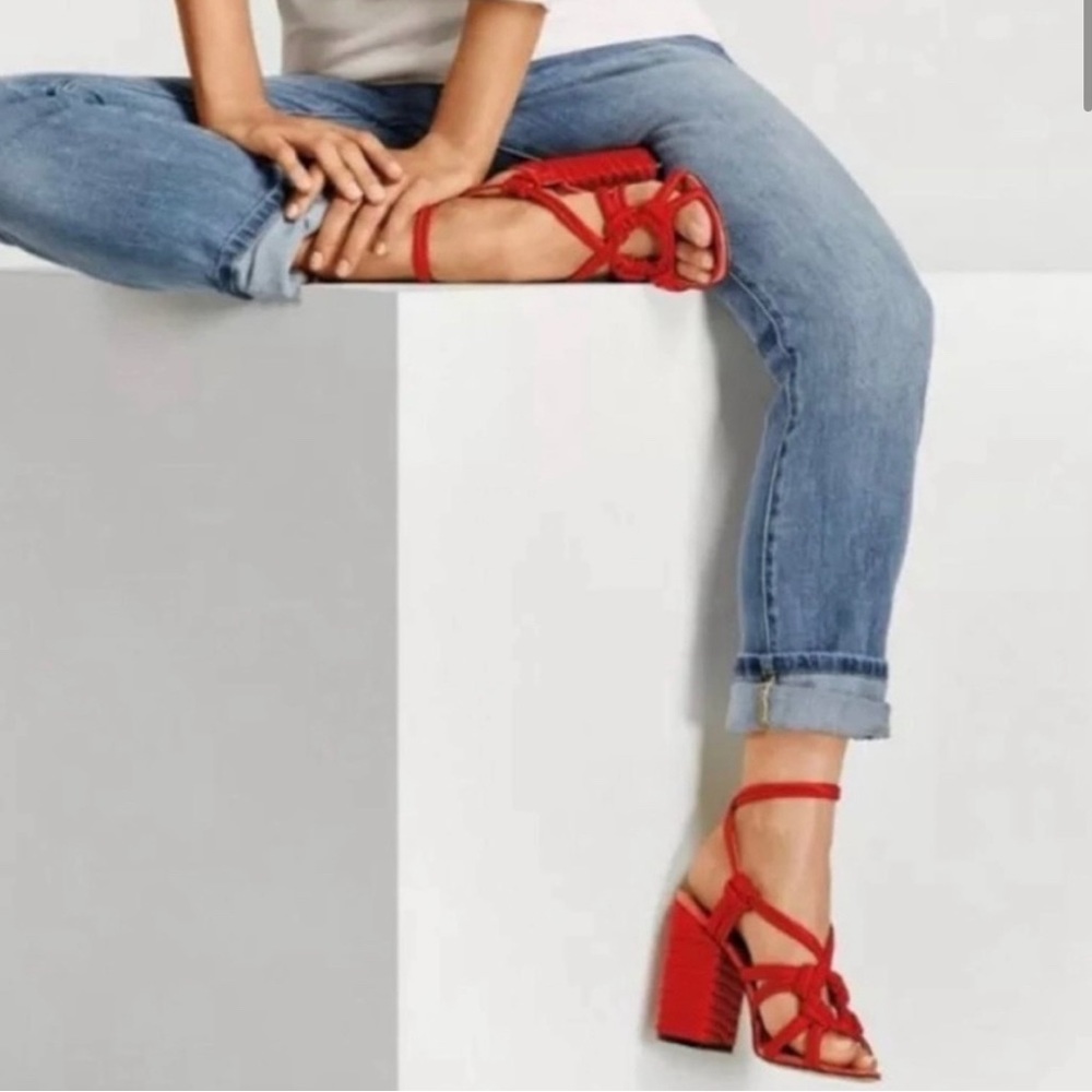 CABI | Coral Red Macrame Heels